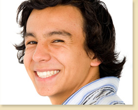 young man in striped shirt